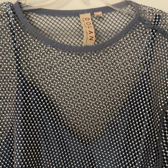 NWT Anthropologie DOLAN Mesh Slip Twofer Midi Dress in Ice Blue - Picture 7 of 15